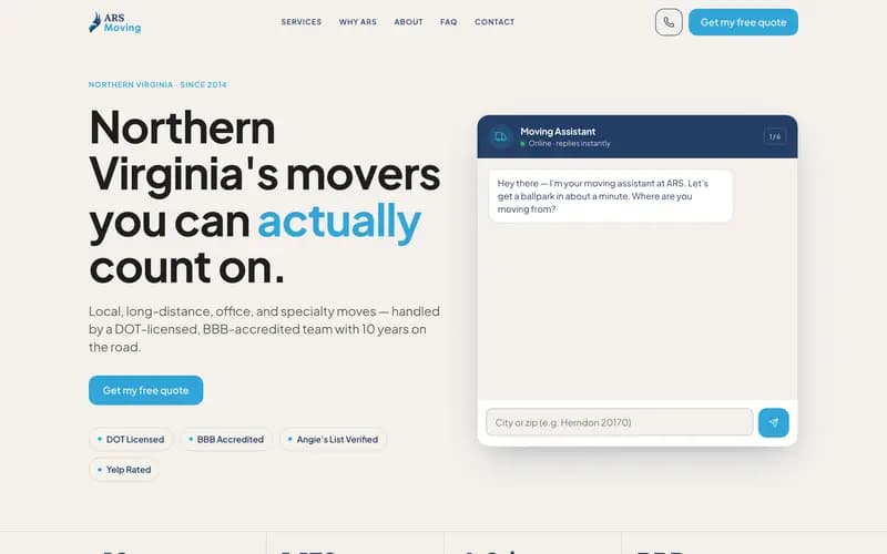 ARS Moving website preview