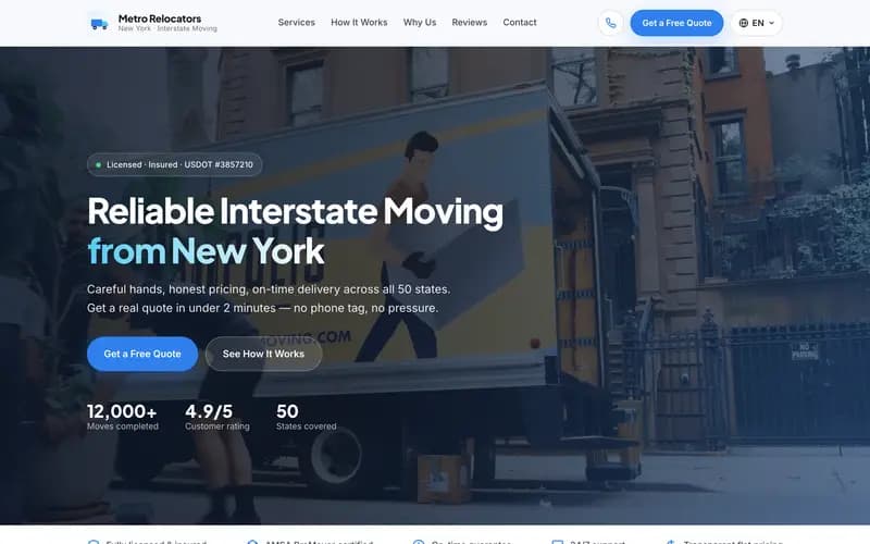 Metro Relocators website preview